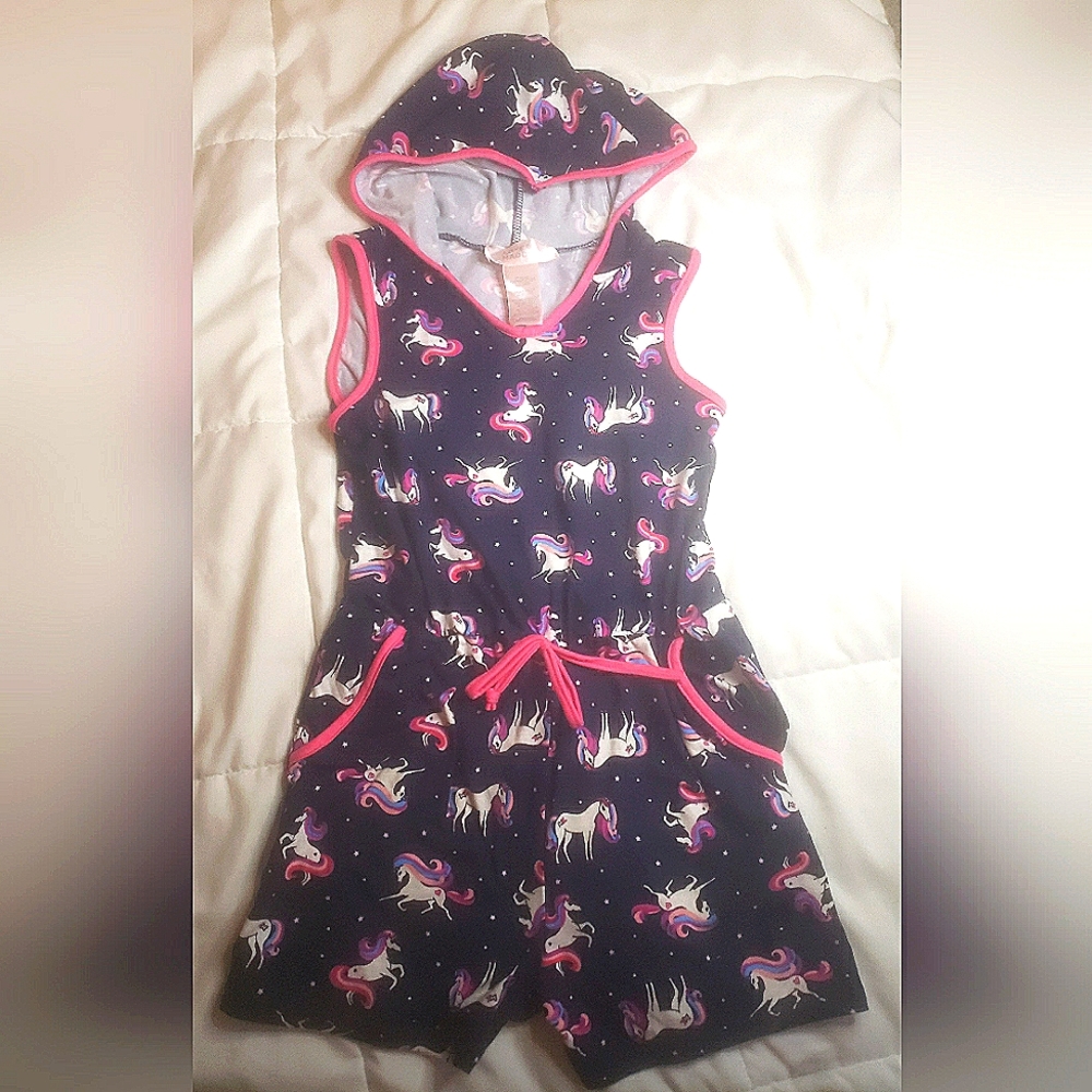 Girls Size 6/6x Unicorn Romper with Hood